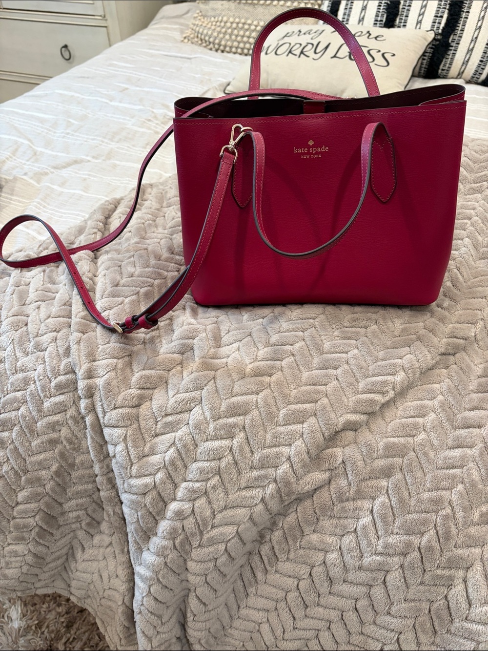 kate spade Magenta Leather Tote with Detachable Strap - Picture 5 of 7